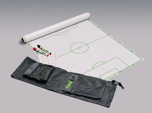 Kit Calcio – Rotolo da 25pz di lavagna tattica da Calcio, borsa, panno per pulizia e pennarello